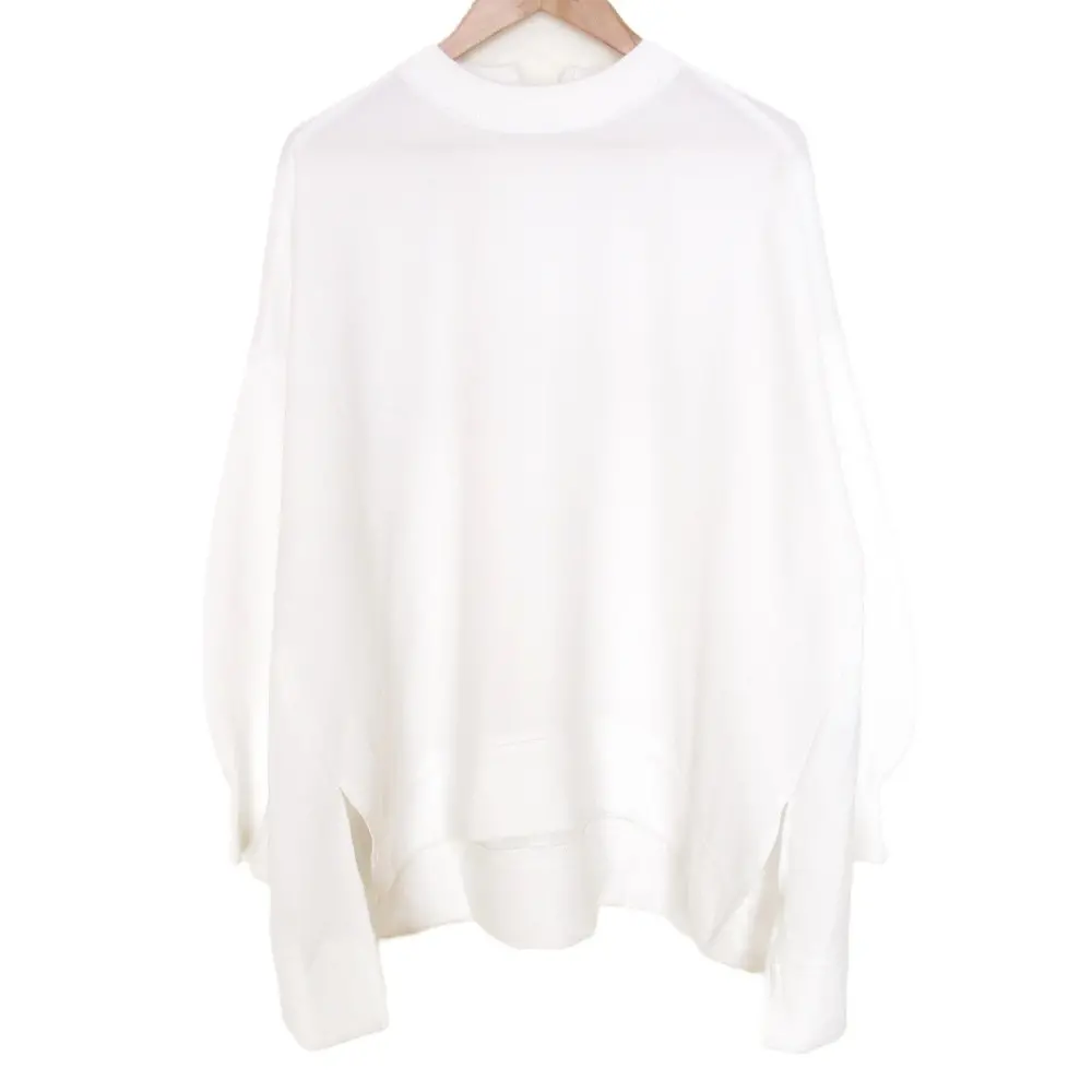 22AW ENFOLD エンフォルド CURVE-HEM KNIT SLEEVE PULLOVER スウェット トップス 38 ホワイト