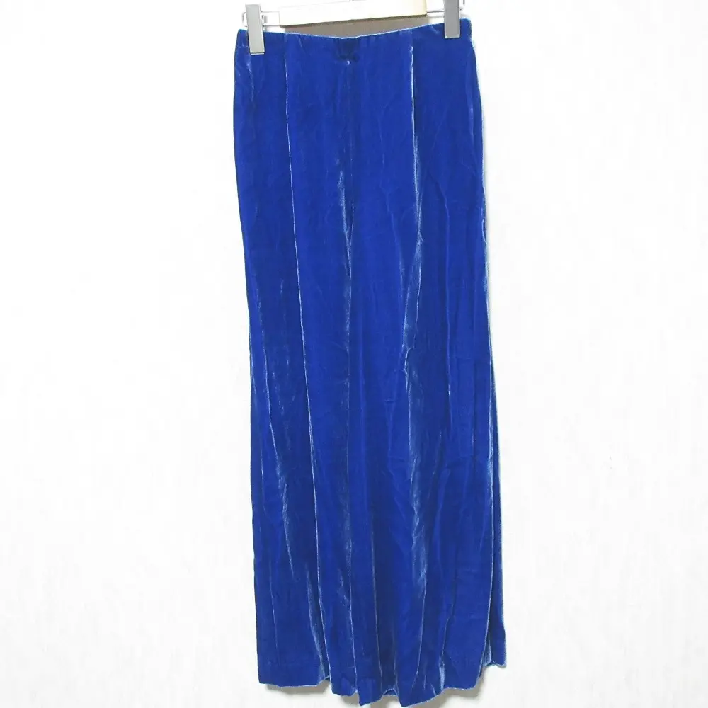 ENFOLD エンフォルド シルクブレンド ベロア ベルベット ワイドパンツ スラックス 300DA131-2020 36 ブルー