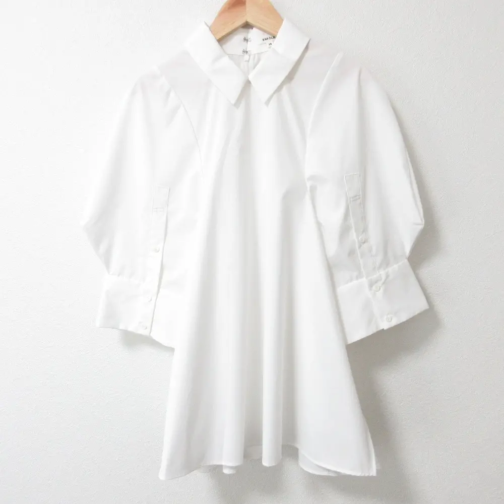 22AW ENFOLD エンフォルド 長袖 バンドカラー シャツ ブラウス 38