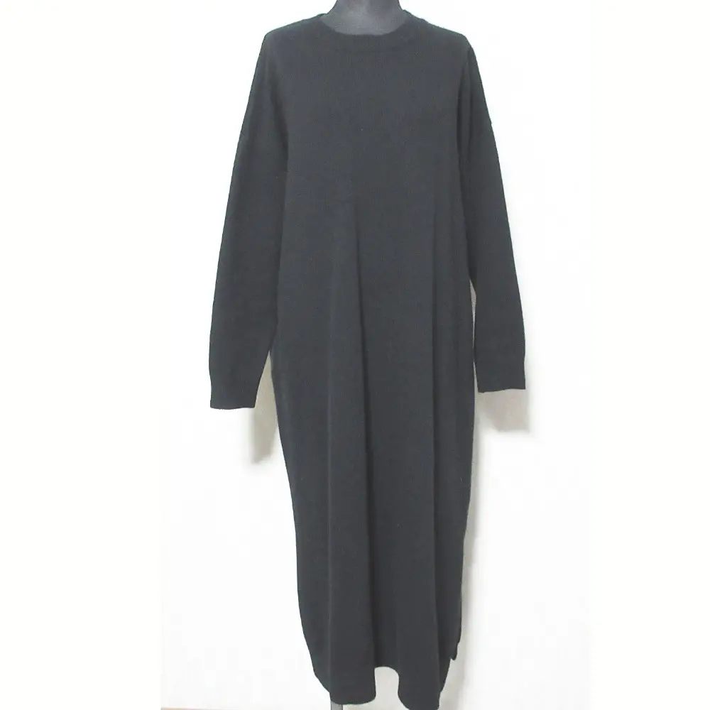 ENFOLD エンフォルド カシミヤブレンド 長袖 ロング マキシ丈 ニットワンピース 300AA273-2510 38 ブラック