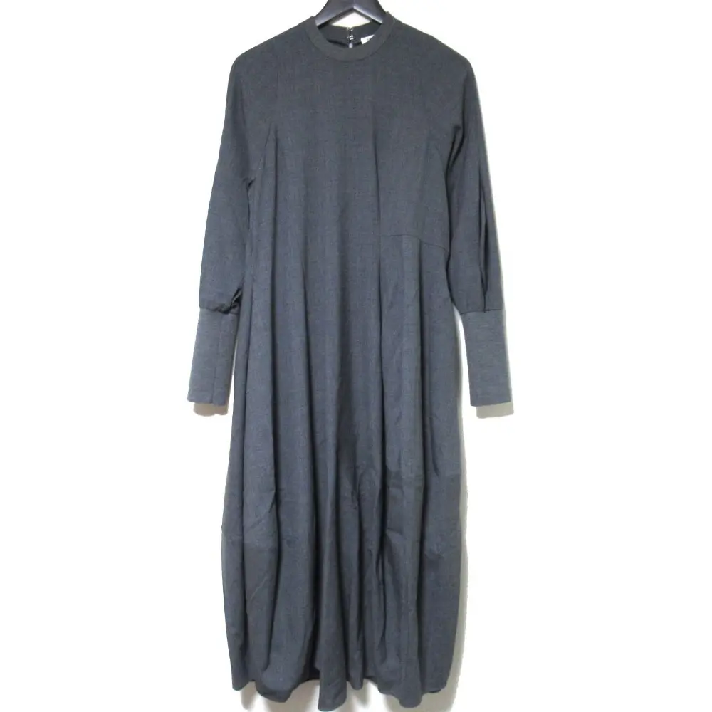 24SS ENFOLD エンフォルド CURVE-SLEEVE ASYMMETRY-DRESS カーブスリーブ ロング ワンピース 300HS233-0090 サイズ38 グレー