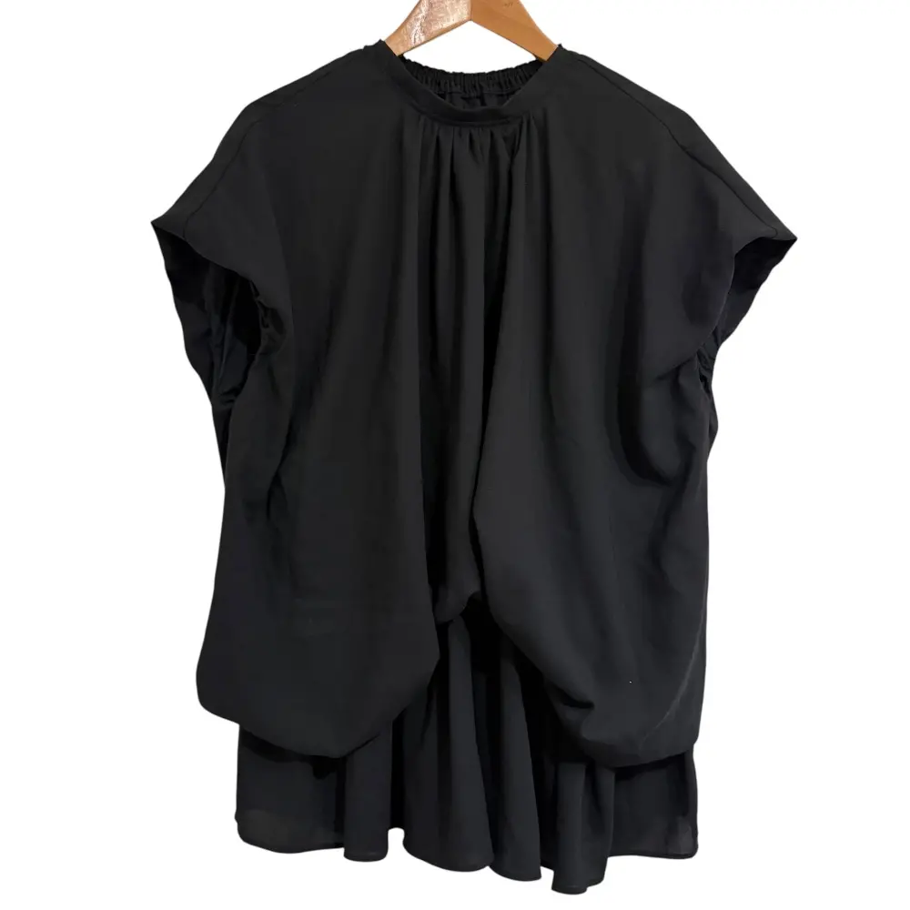 24SS ENFOLD エンフォルド WAVE SHIRRING BLOUSE プルオーバー ブラウス サイズ38 ブラック