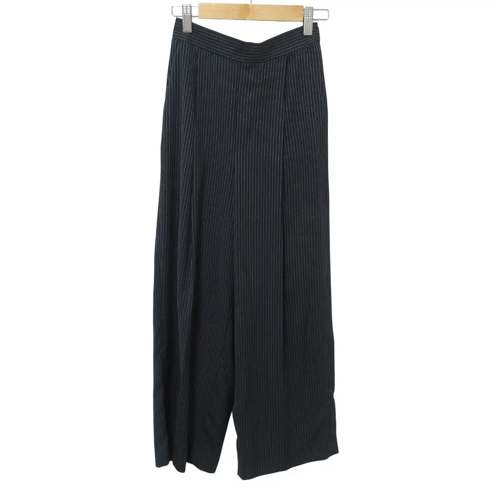 ENFOLD エンフォルド ストライプ柄 ワイドイージーパンツ 36 ネイビー