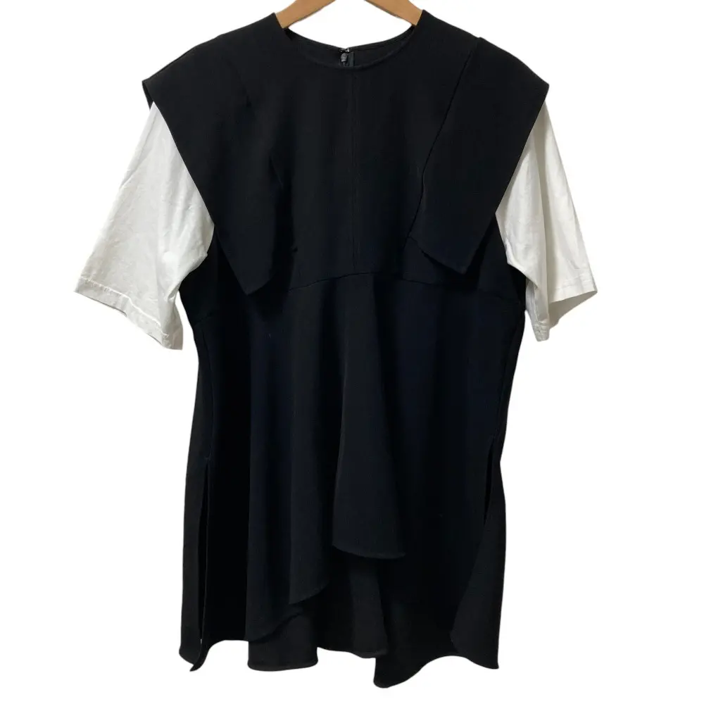 24AW ENFOLD エンフォルド SLEEVE-LAYERED PULLOVER ブラウス 300HA230-2690 サイズ38 ブラック