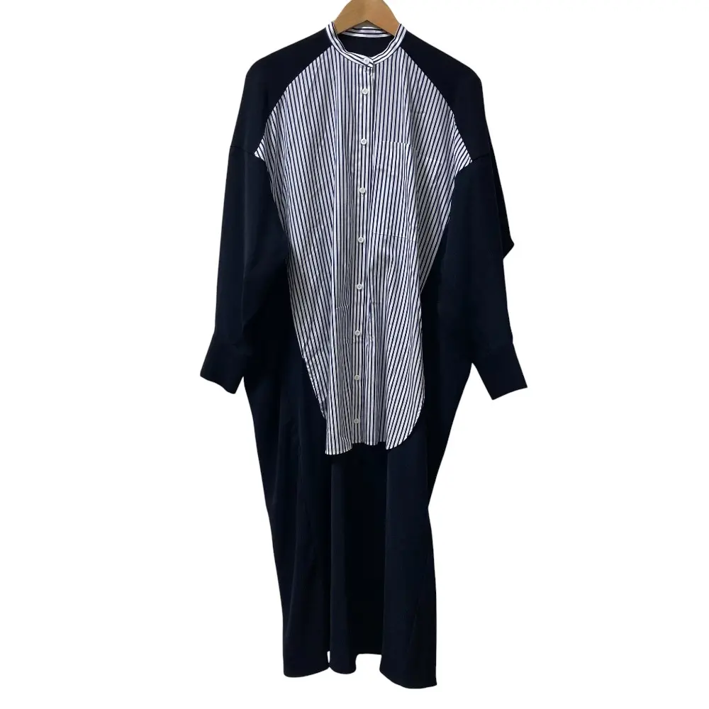 24SS ENFOLD エンフォルド SHIRT DOCKING DRESS シャツドッキングドレスダーク ワンピース サイズ38 ネイビー