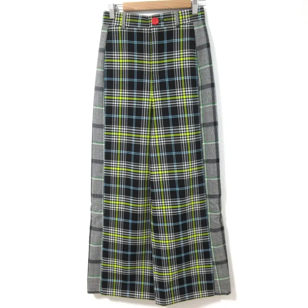 23AW ENFOLD エンフォルド スリットトラウザーパンツ 300GA631-2370 サイズ38 ブラック マルチカラー