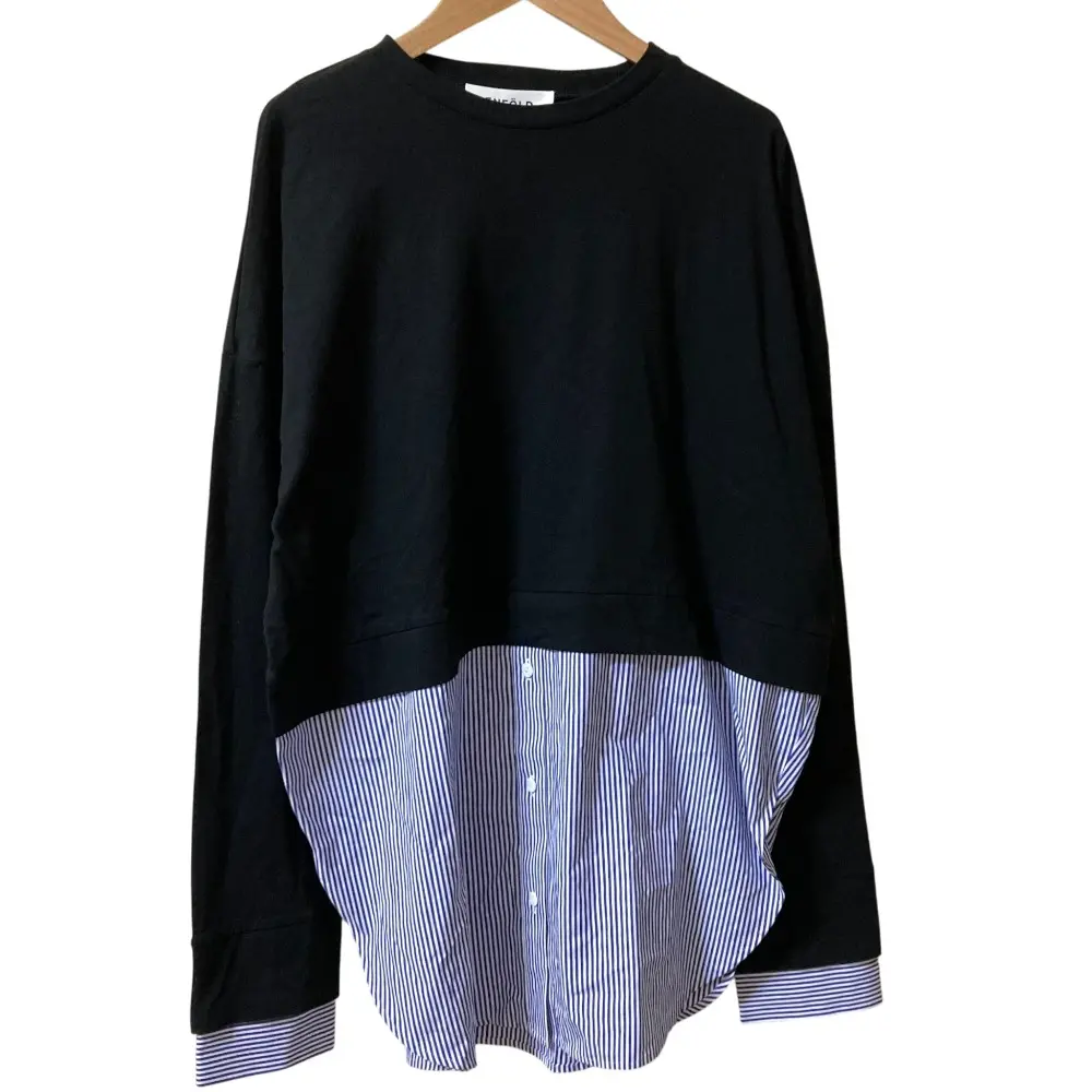 24AW ENFOLD エンフォルド SHIRT LAYERED LONG-SLEEVES T-SHIRT カットソー 300HA280-2310 サイズ38 ブラック 