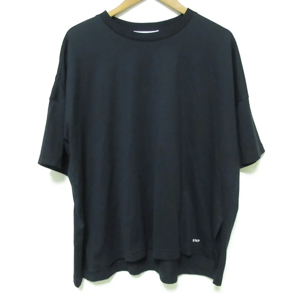 25SS ENFOLD エンフォルド SUPIMA JERSEY SLIT BIG T-SHIRT Tシャツ 300IS680-2941 サイズ38 ネイビー
