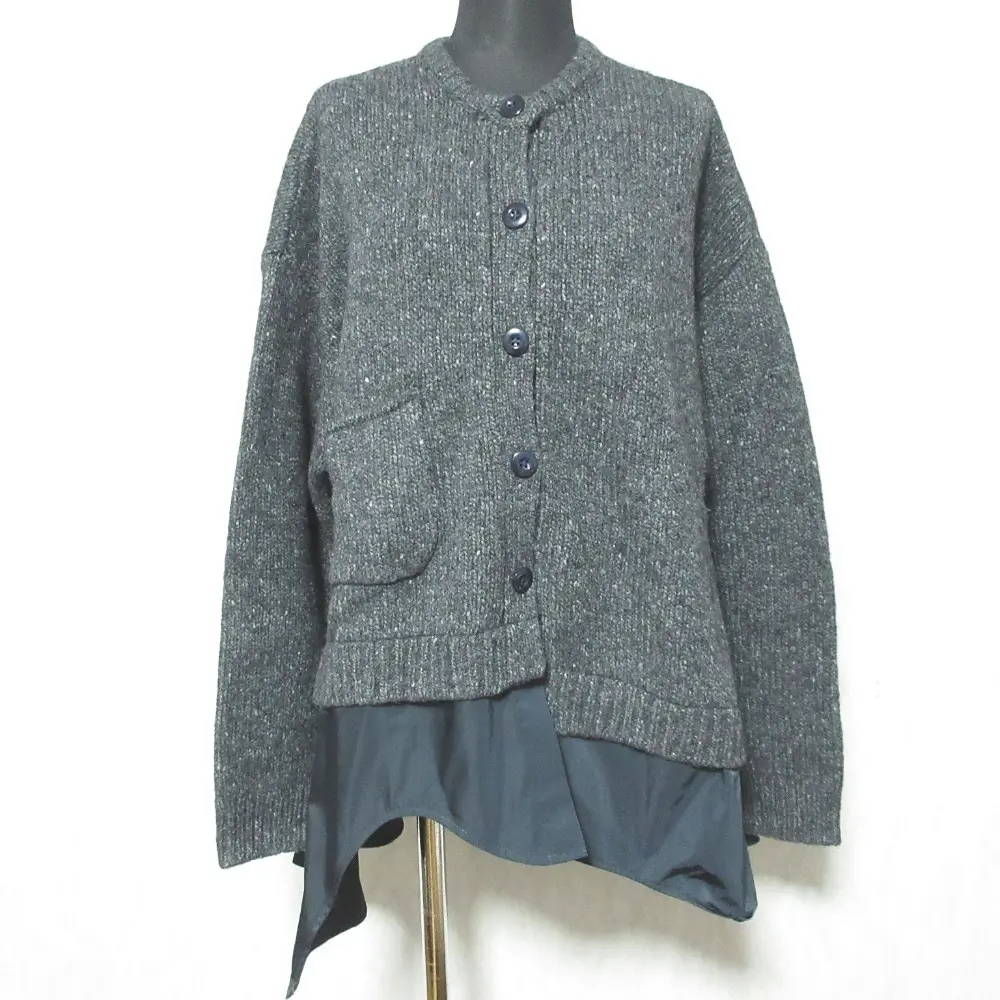ENFOLD エンフォルド ASYMMETRY HEM LAYERED CARDIGAN アシンメトリーヘムレイヤードカーディガン 300FA870-1430 38 グレー