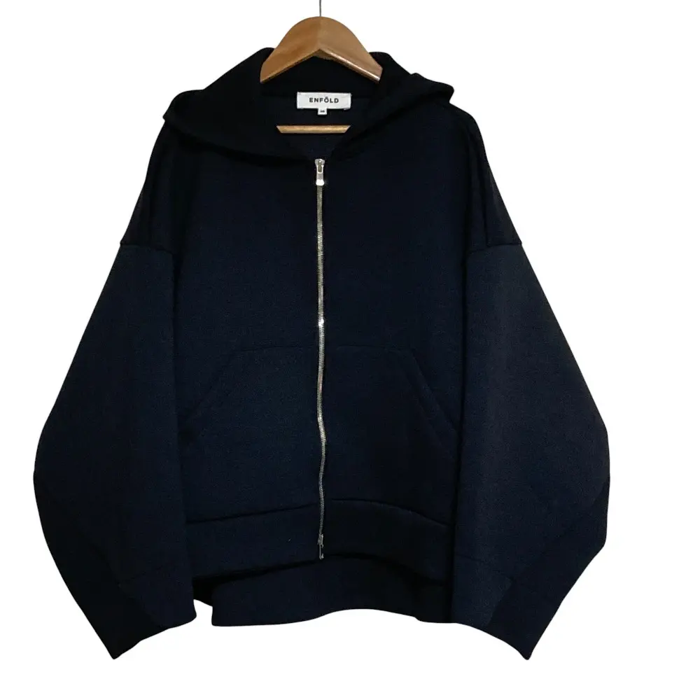 24AW ENFOLD エンフォルド SOLID HOODIE ジップパーカー 300HA180-1140 サイズ38 ブラック