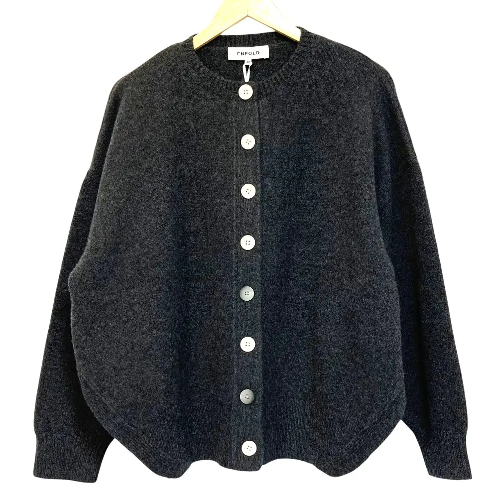 25AW ENFOLD エンフォルド CIRCLE CARDIGAN オーバーサイズ ニットカーディガン 300IA270-2501 サイズ38 チャコールグレー