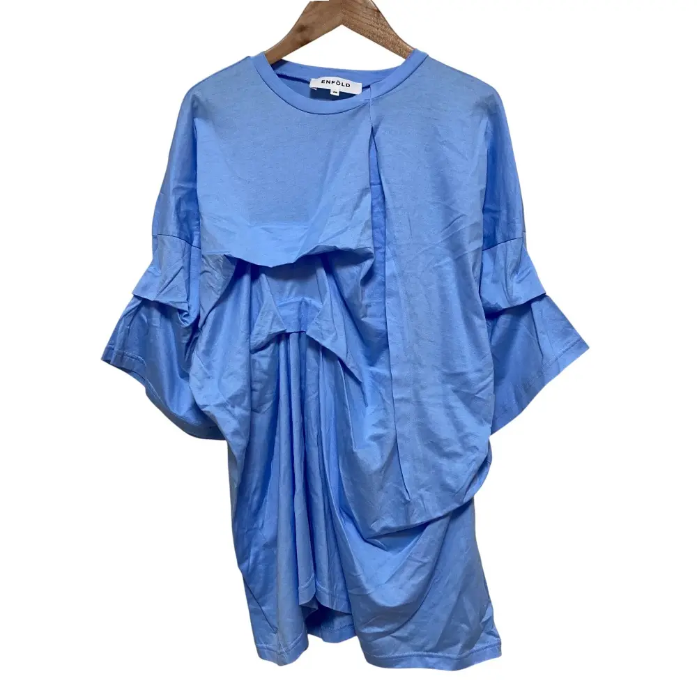 25AW ENFOLD エンフォルド TUCK T-SHIRT カットソー 300IA780-0521 サイズ38 ブルー