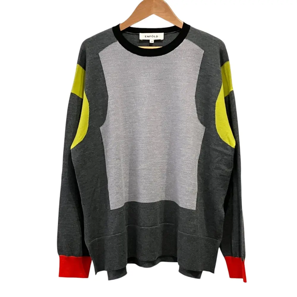 23AW ENFOLD エンフォルド PANEL PULLOVER ニット セーター 300GA470-1730 サイズ38 グレー
