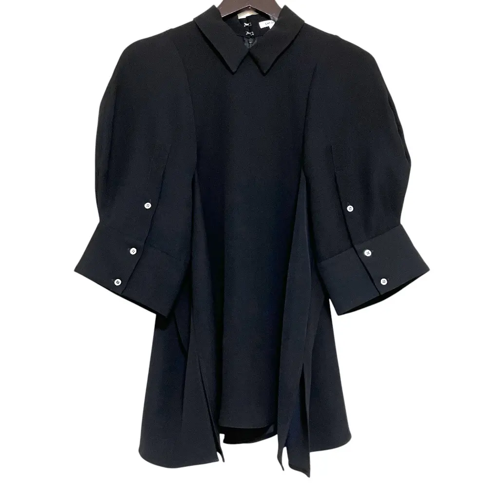 23AW ENFOLD エンフォルド COLLARED FLARE PULLOVER プルオーバー ブラウス 300GA230-2200 サイズ38 ブラック