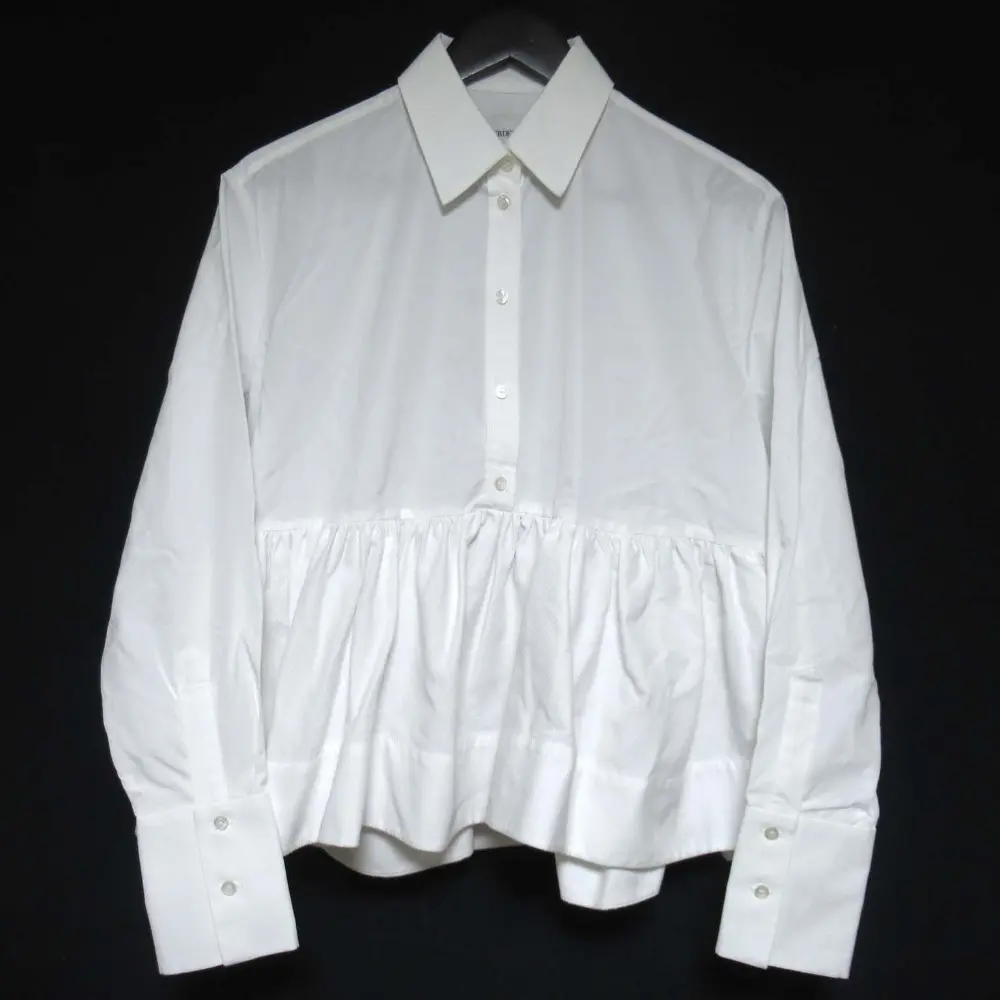 24AW ERDEM アーデム ラッフルディテール ロングスリーブ ブラウス シャツ PF24_F1T2_WCP IT40 ホワイト