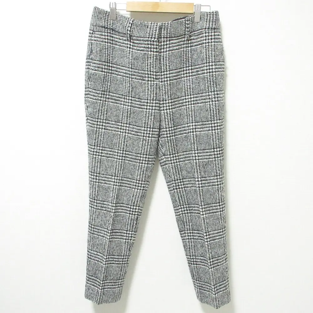 Ermanno Scervino エルマノシェルビーノ グレンチェック シルクブレンド ストレッチ テーパードパンツ 42 ブラック×ホワイト