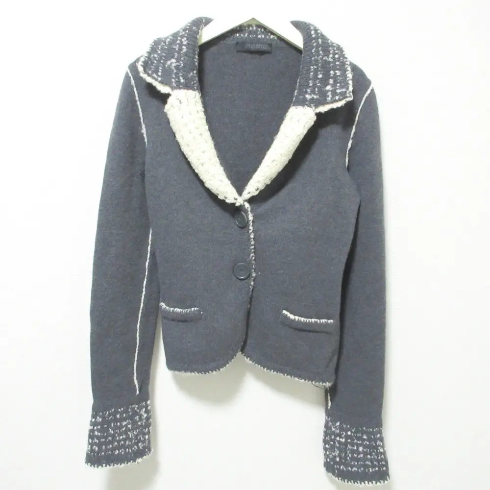 Ermanno Scervino エルマノシェルビーノ アンゴラブレンド ニットジャケット 42 グレー