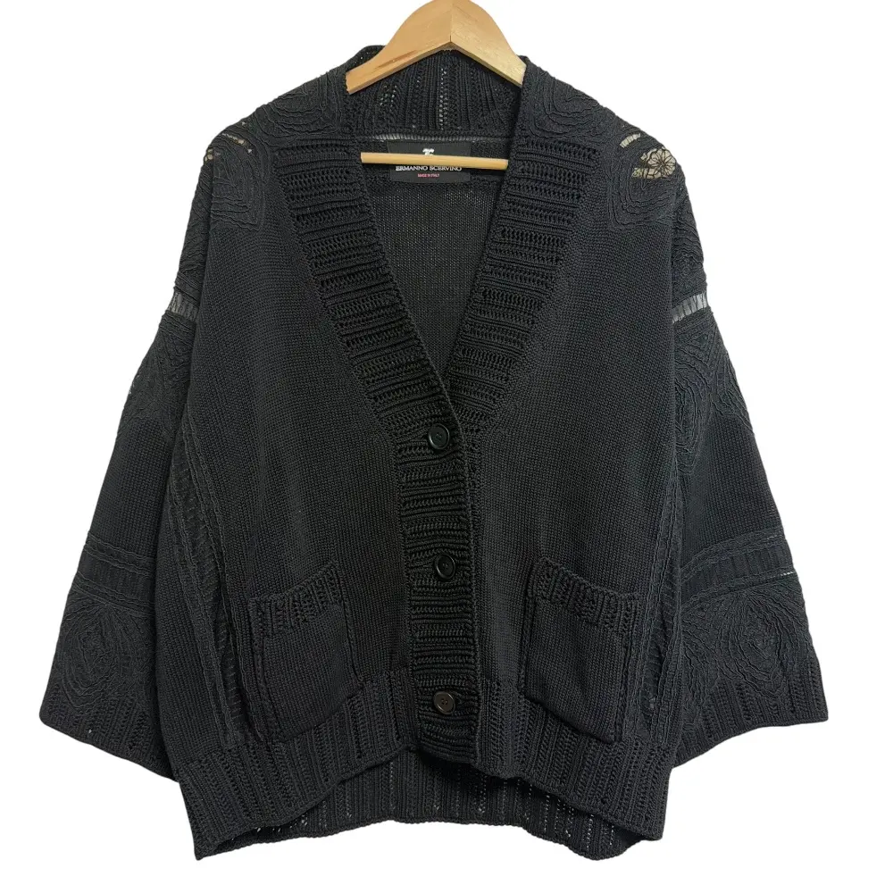 22SS ERMANNO SCERVINO エルマノシェルビーノ オーバーサイズ ニットカーディガン M ブラック
