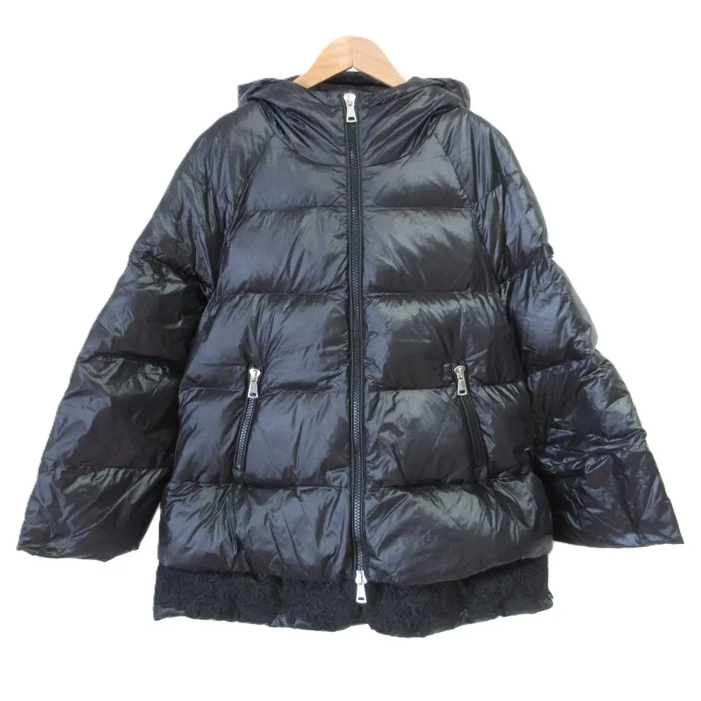 ERMANNO SCERVINO エルマノシェルビーノ レース フーディ ダウンジャケット サイズ42 ブラック