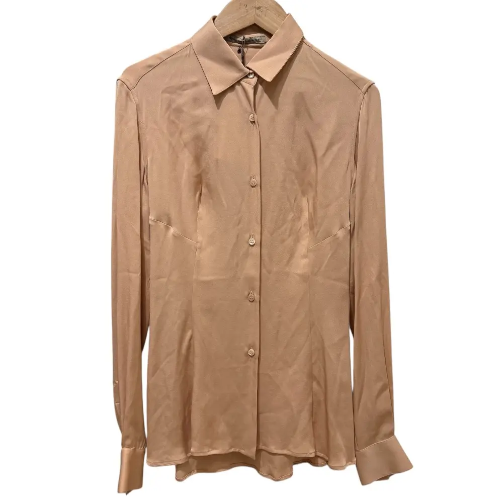 ERMANNO SCERVINO エルマノシェルビーノ シルク ストレッチ 長袖 ブラウス サイズ40 ピンクベージュ