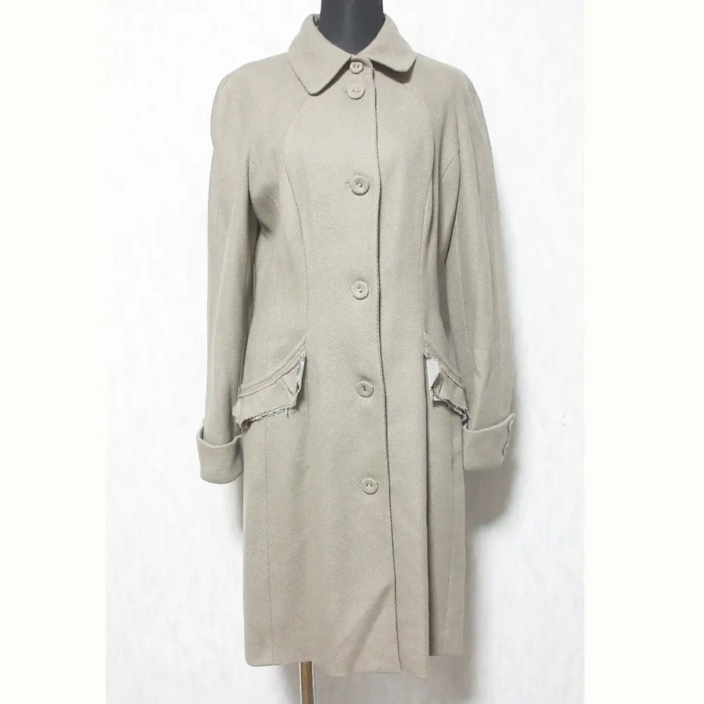 ERMANNO SCERVINO エルマノシェルビーノ ウール ストレッチ ステンカラーコート サイズ40 グレージュ