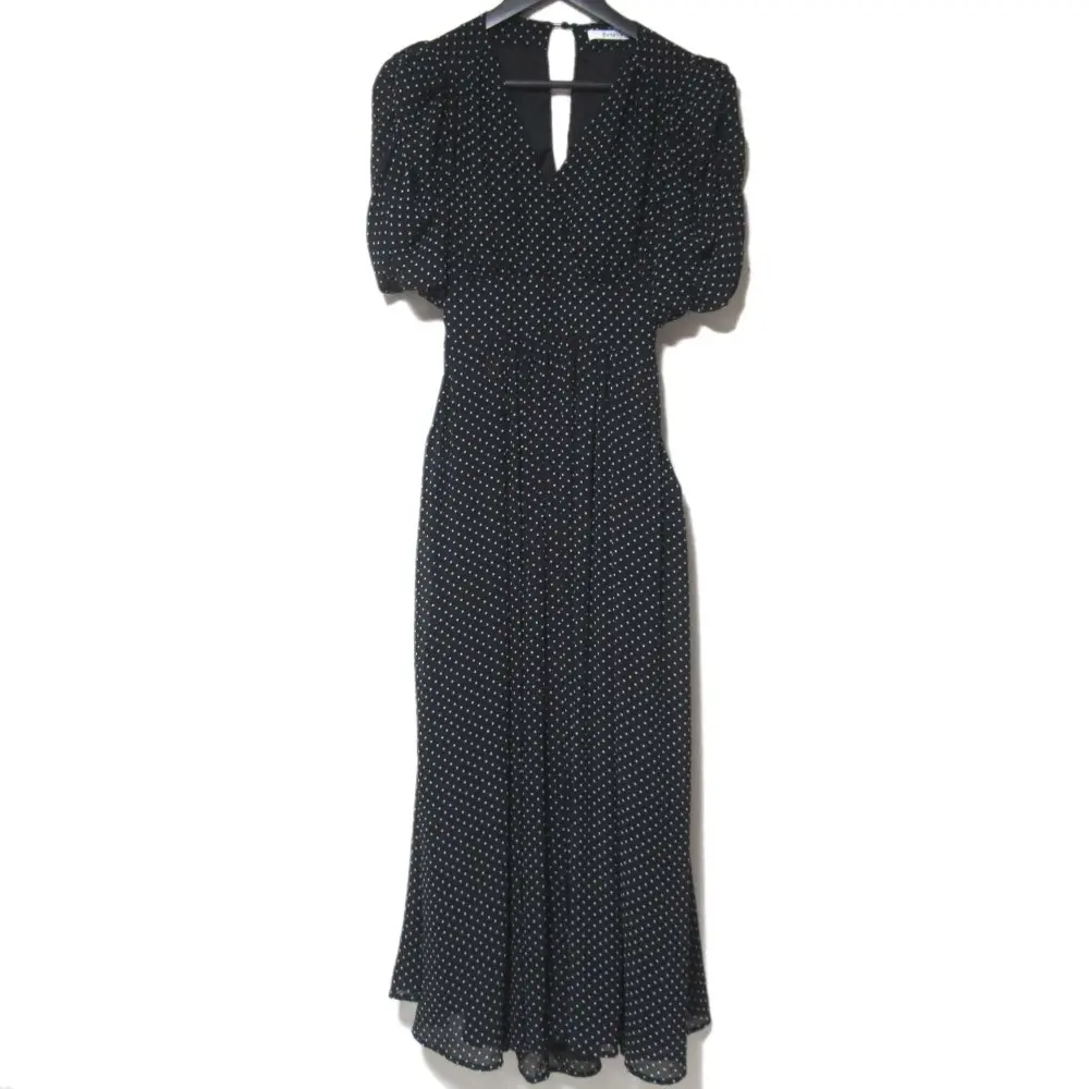 Estella.K エステラケー Harper Polka-dot Dress -BLK dot ドット柄 ロング丈 ワンピース 122251208 Fサイズ ブラック ホワイト