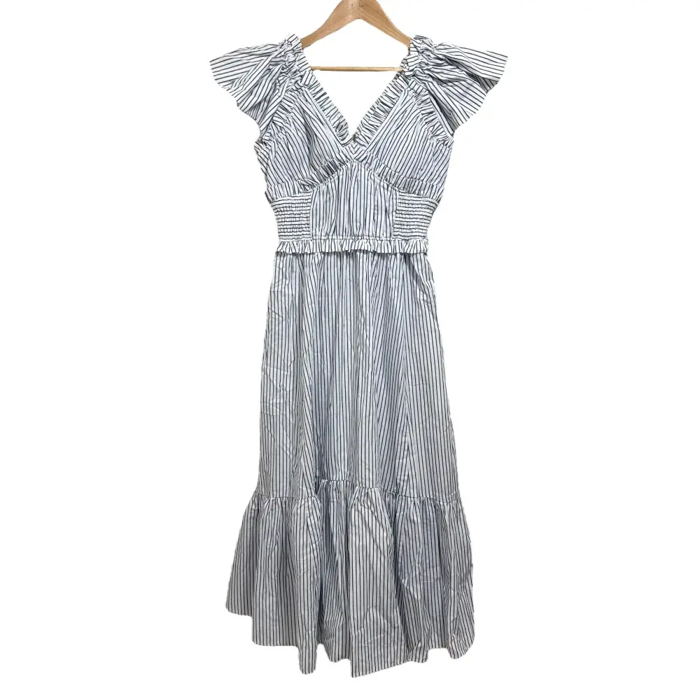 Estella.K エステラケー Charlotte Stripe Dress ストライプ柄 半袖 マキシ丈 ワンピース F ホワイト×ブルー