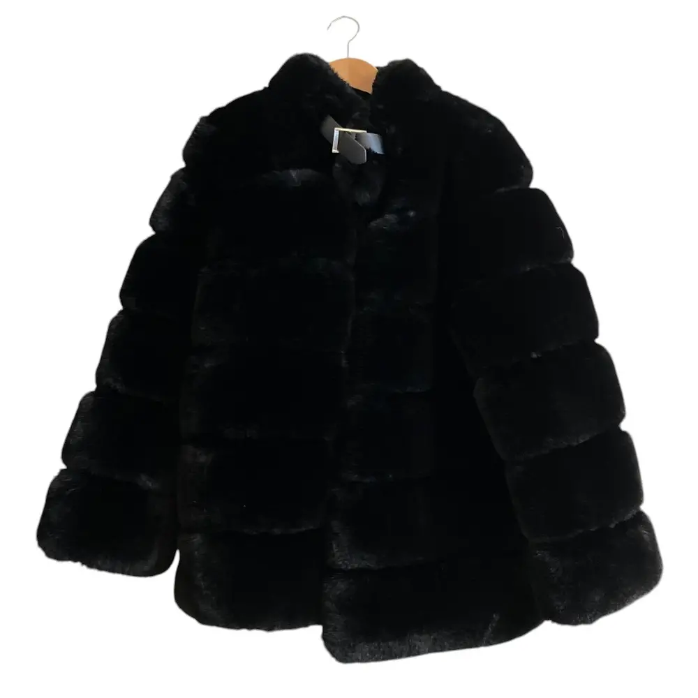 Estella.K エステラケー Faux Fur Coat ボーダーエコファーコート サイズF ブラックの買取実績【2026年1月買取】