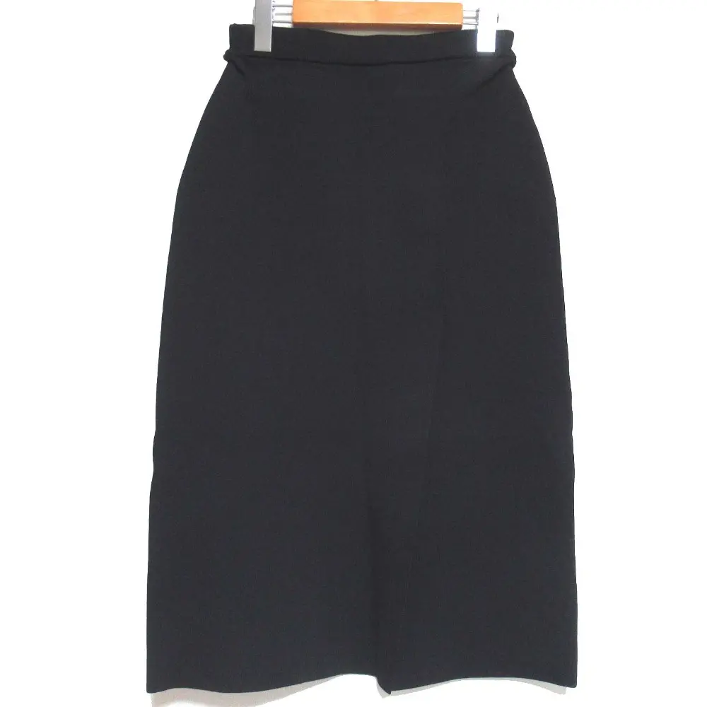 23SS ESTNATION エストネーション ミモレ丈 スリット タイト ニット スカート 31-109-09-050358 38サイズ ブラック