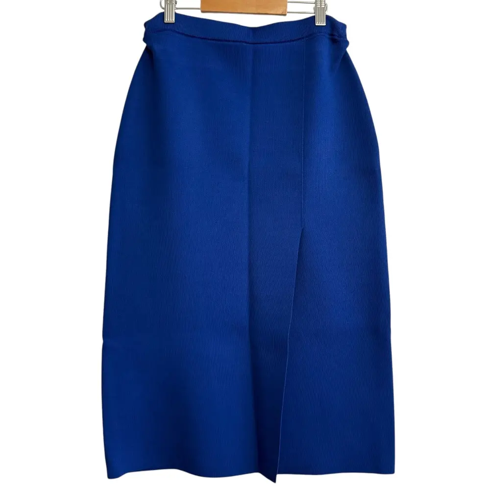 23SS ESTNATION エストネーション ミモレ丈 スリットタイトニットスカート 31-109-09-050358 38 ブルー