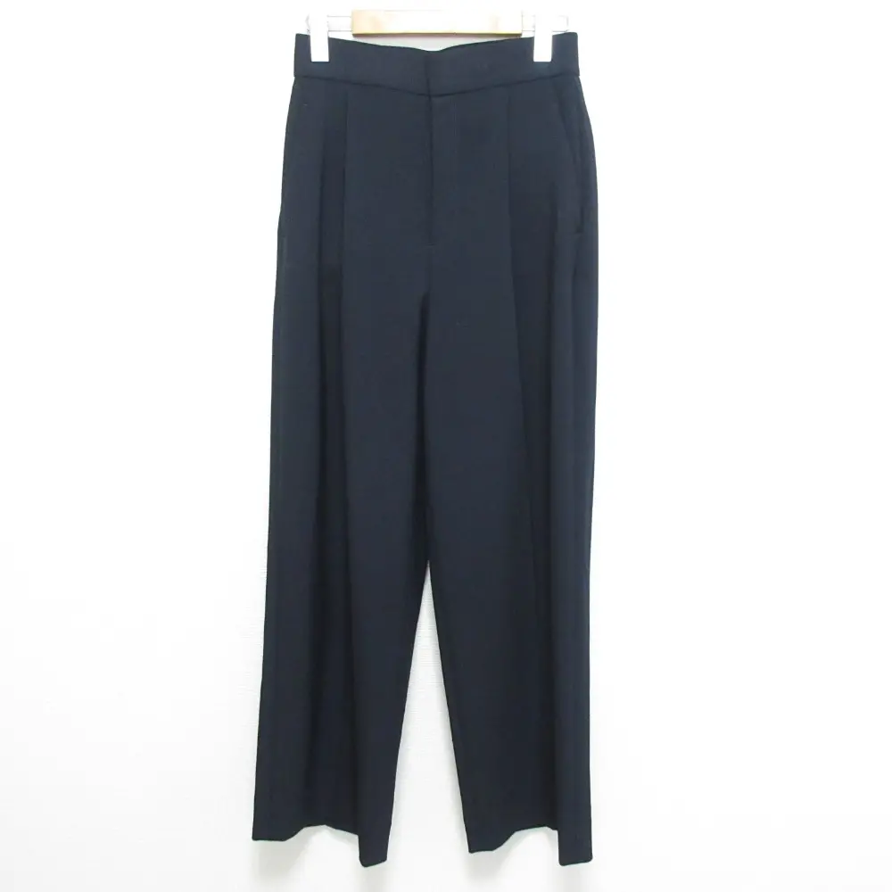 23SS ESTNATION エストネーション タックワイドパンツ スラックス 31-109-07-120103 サイズ36 ネイビー