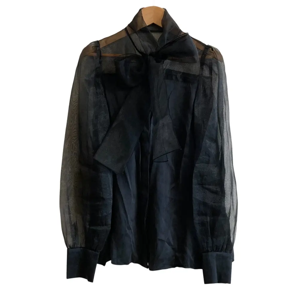 23AW ESTNATION エストネーション 六本木店・大阪店限定 シルク オーガンジーボウタイブラウス サイズ36 ブラック