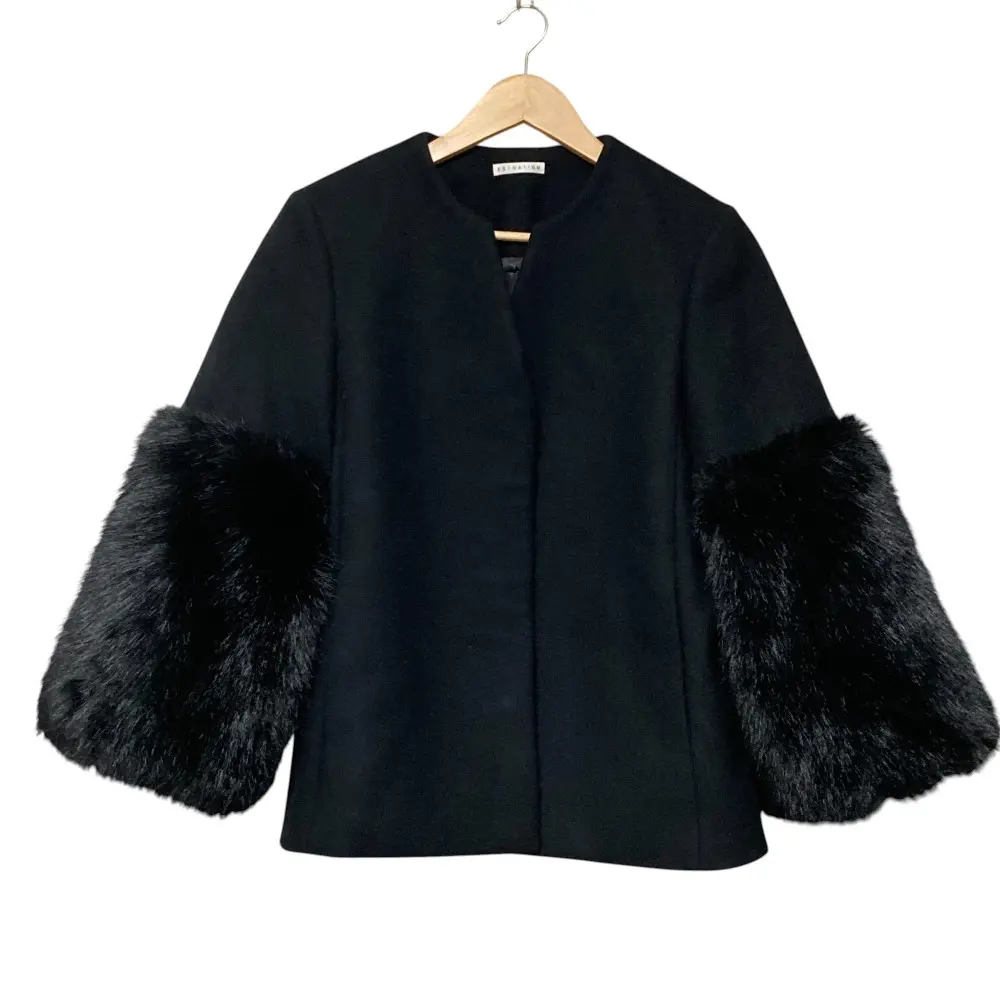 23AW ESTNATION エストネーション メルトンファーコート ノーカラージャケット サイズ36 ブラック