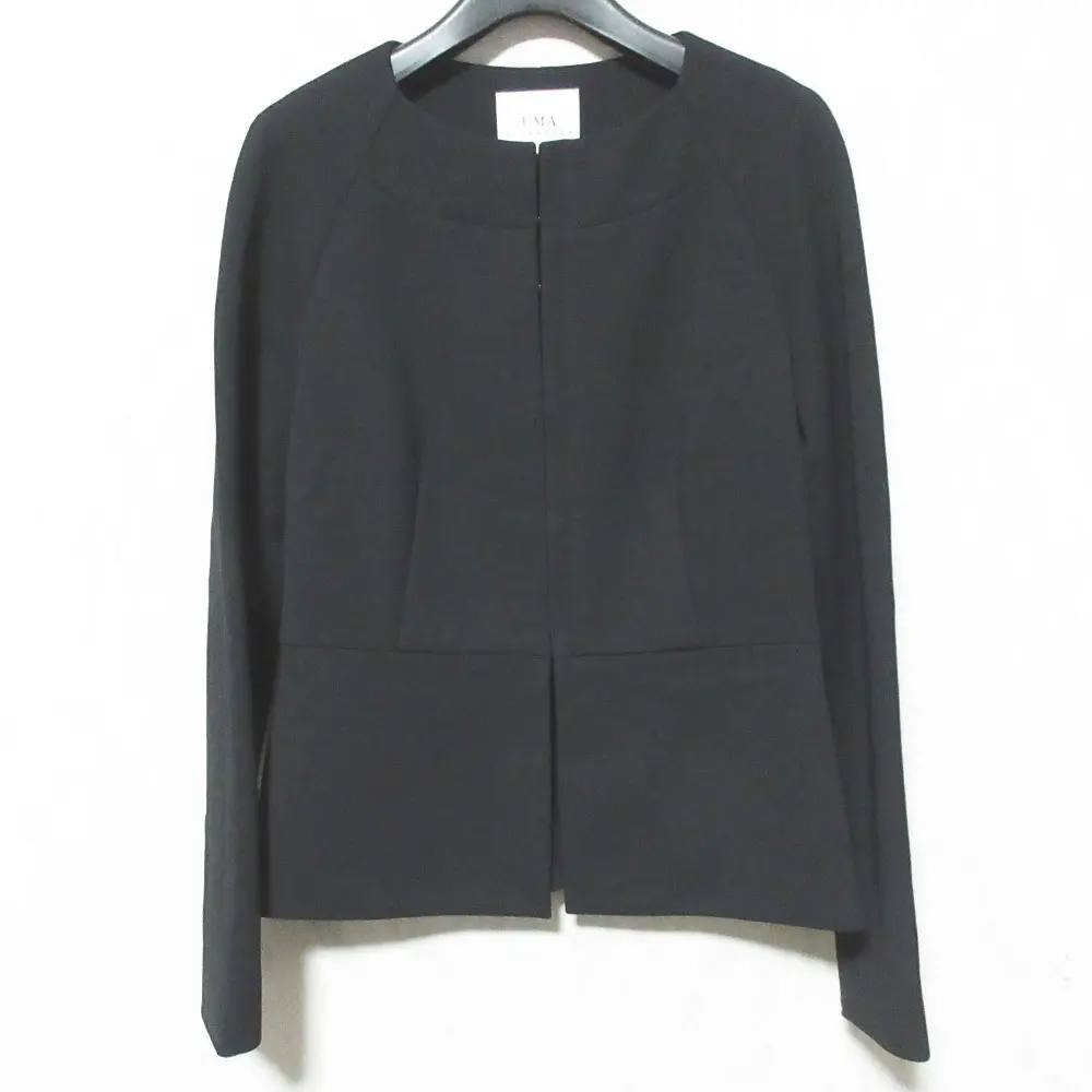 UMA ESTNATION ユマ エストネーション Jackytex ノーカラー ジャージーペプラムジャケット 71-107-04-010015 38 ブラック
