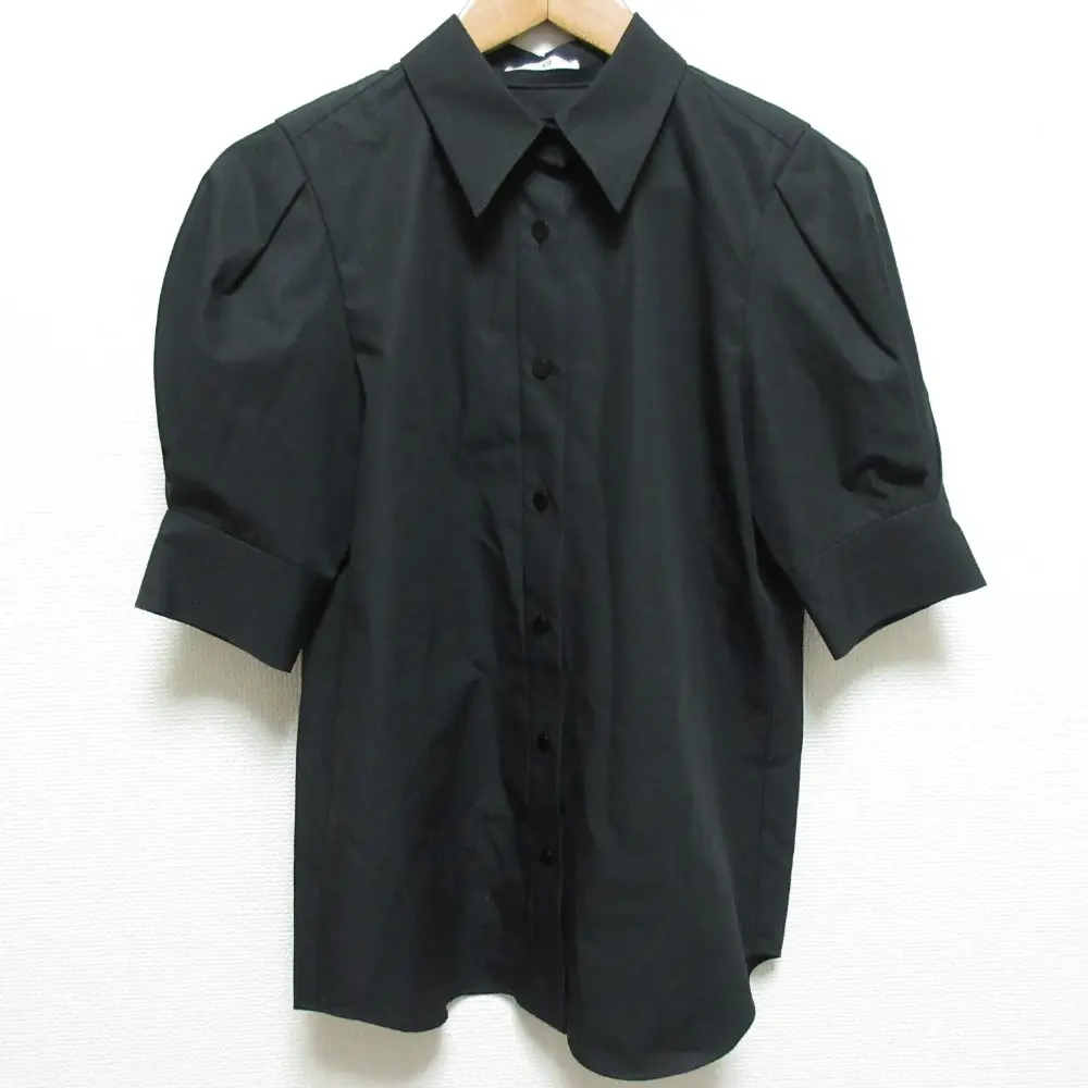 24AW ESTNATION エストネーション パフスリーブコットンシャツ ブラウス サイズ36 ブラック