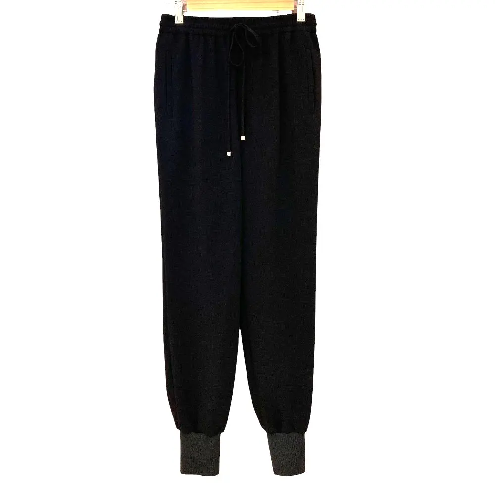 24SS ESTNATION エストネーション ダブルクロスリブパンツ 42-109-07-085992 サイズ36 ブラック