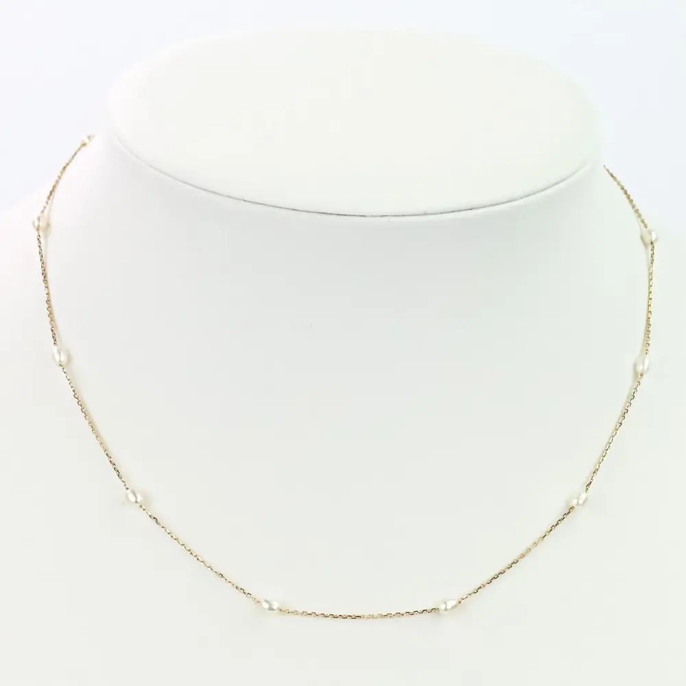 ete エテ K10YG ライスパール ステーション ネックレス イエローゴールド