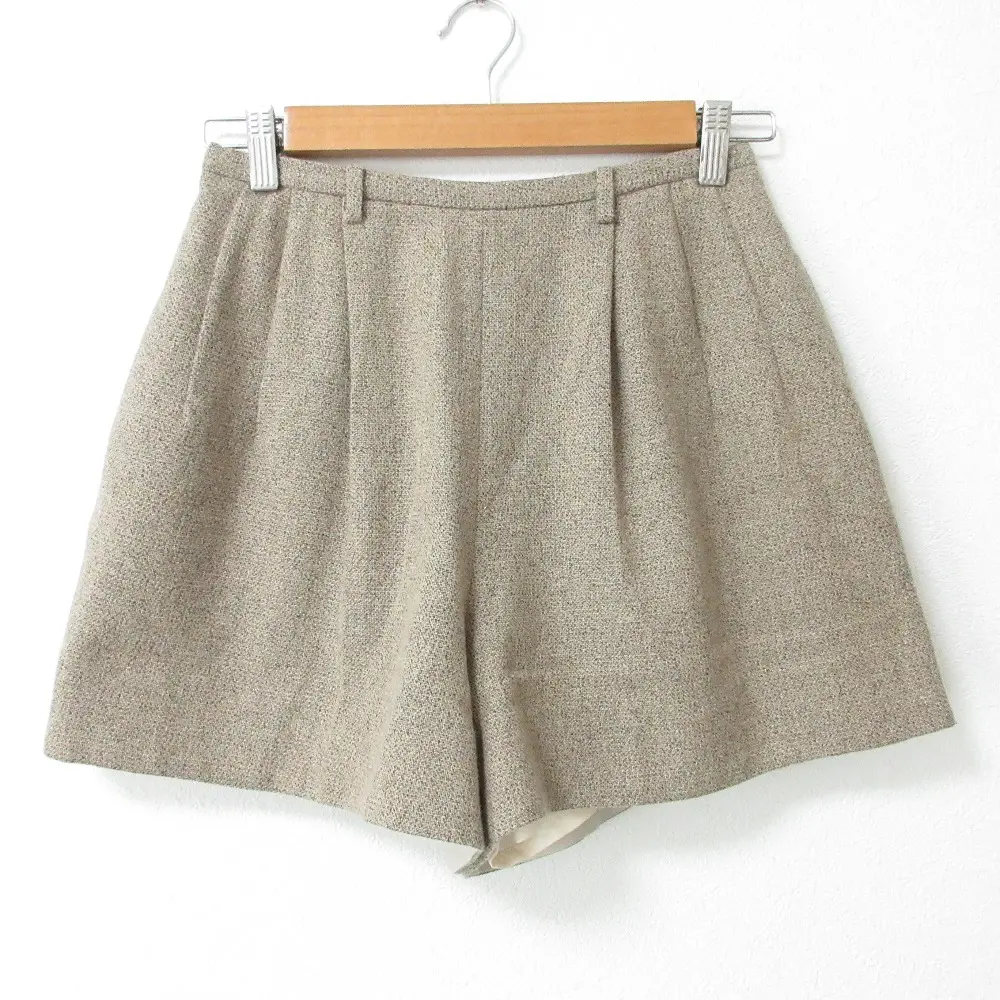 24AW ETRE TOKYO エトレトウキョウ ウール タック ツイードショートパンツ 1224523127-0 S ブラウン系