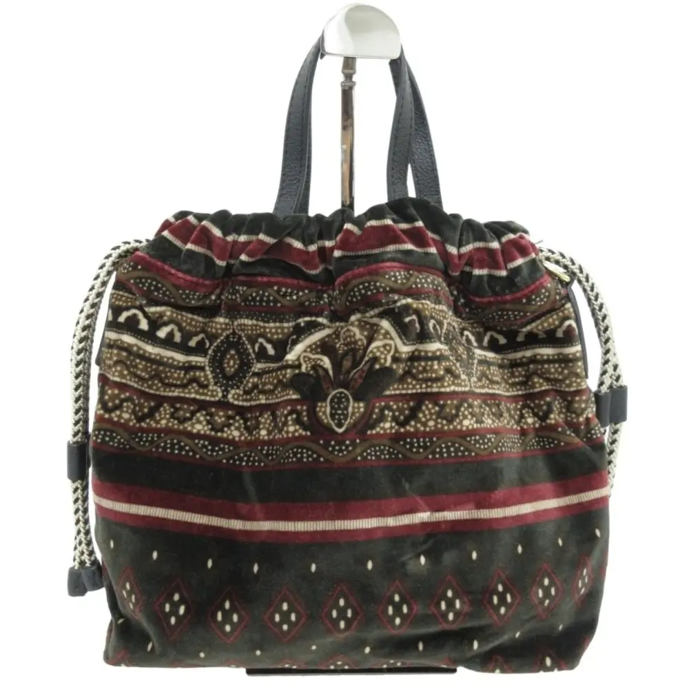 ETRO エトロ ペイズリー柄 ベロア 2WAY ハンドバッグ ショルダーバッグ ボルドー×ブラウン