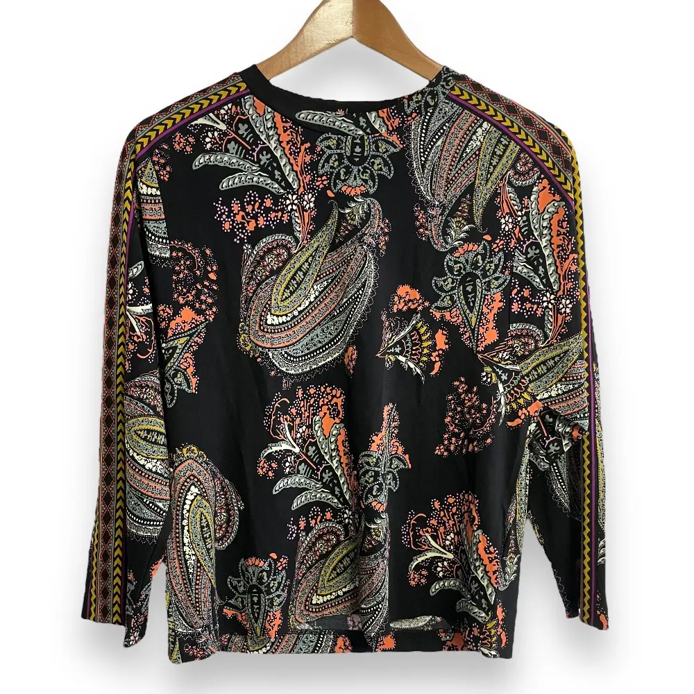 ETRO エトロ ペイズリー柄 七分袖 レーヨンニット カットソー 42 ブラック