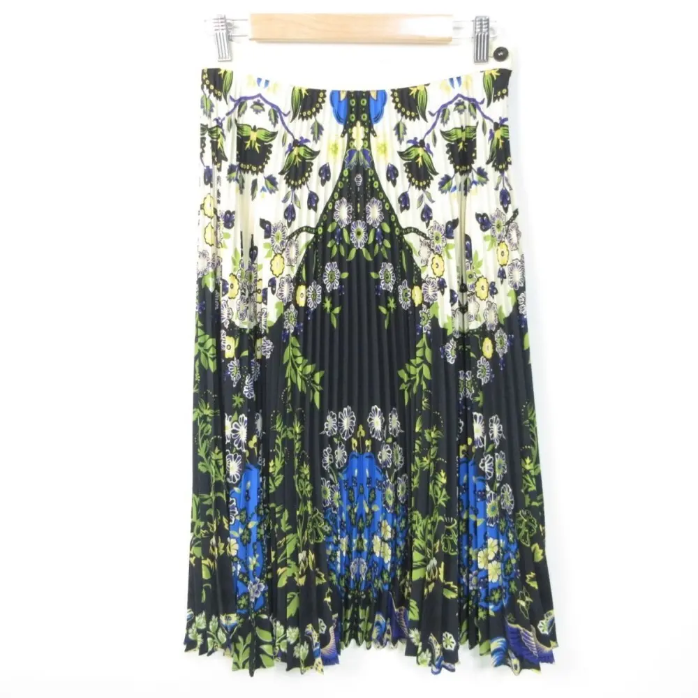 22AW ETRO エトロ フラワープリント ミモレ丈 プリーツスカート フレアスカート サイズ40 ブラック マルチカラー