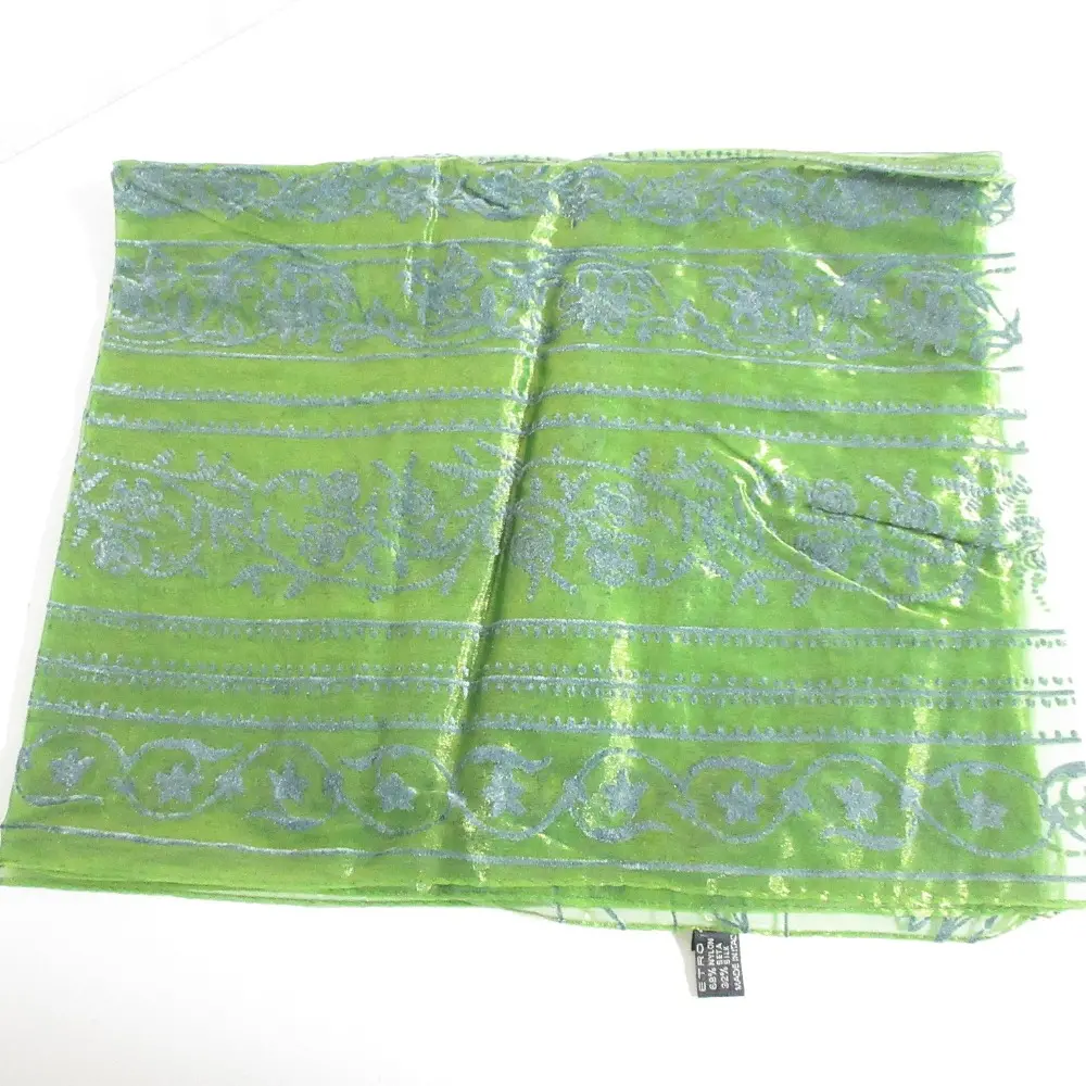 ETRO エトロ ナイロンシルク フロッキープリント ストール グリーン