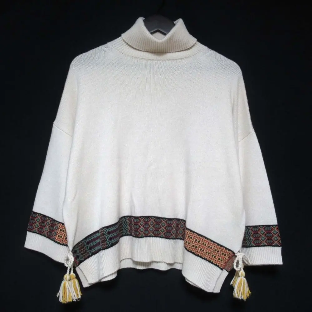 21AW ETRO エトロ カシミヤブレンド タートルネック オーバーサイズ ニット セーター プルオーバー 40サイズ オフホワイト系