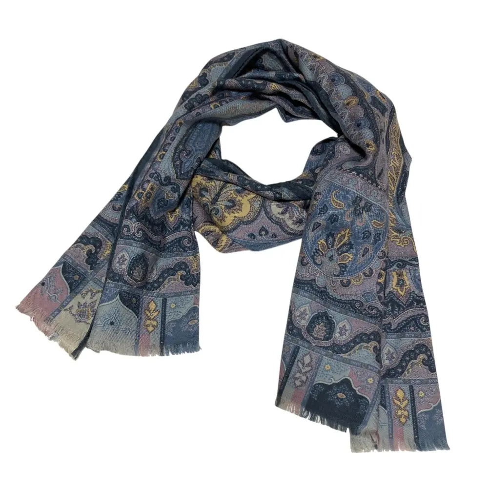ETRO エトロ ペイズリー柄 ストール マフラー ブルー