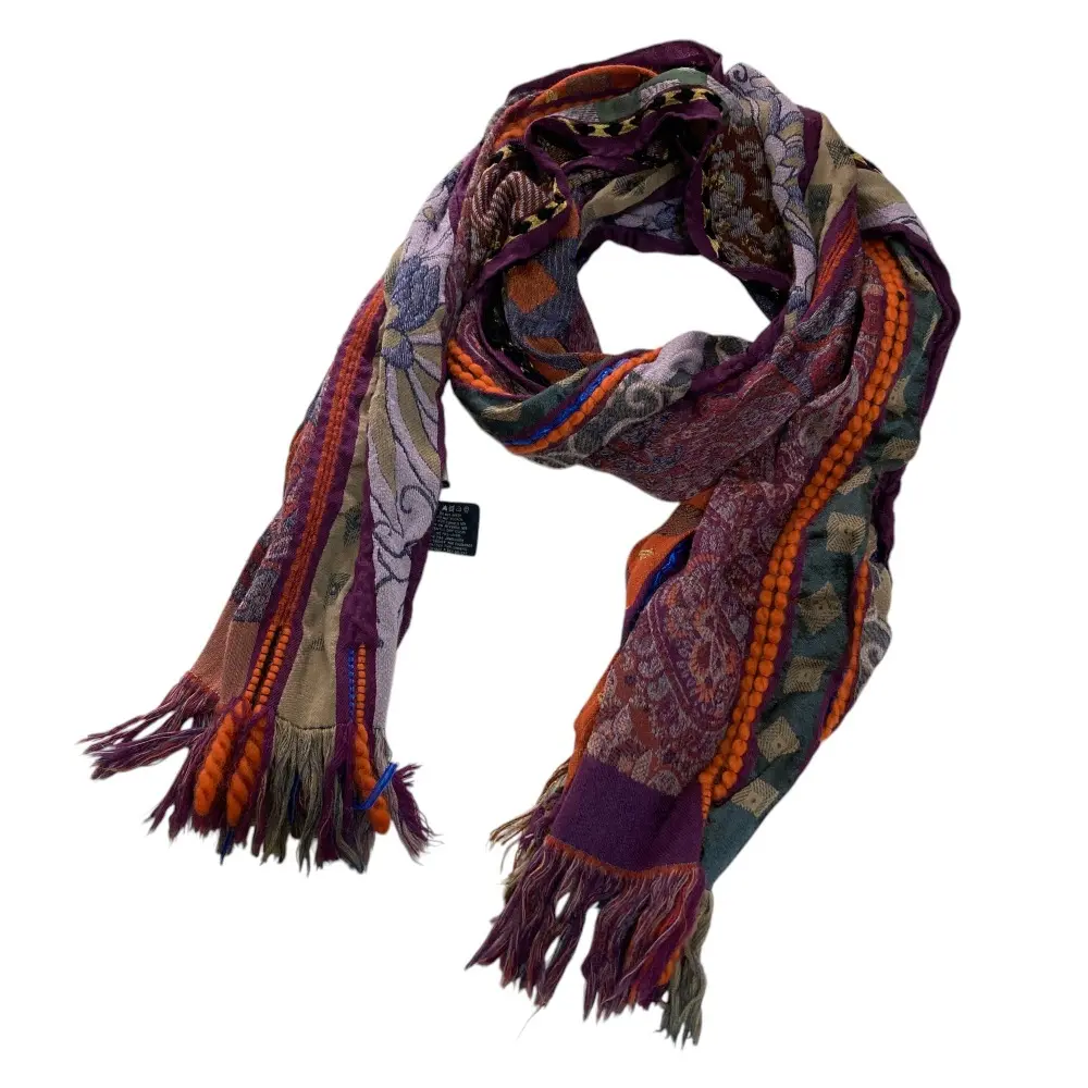 ETRO エトロ ペイズリー柄 3Dニットストール パープル