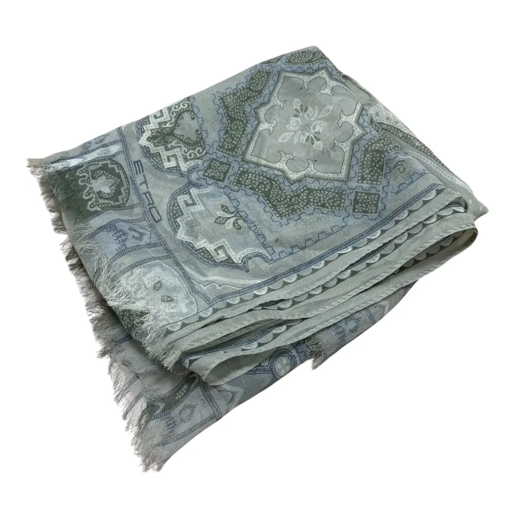 ETRO エトロ ペイズリー柄 シアーストール ショール スカーフ グレー