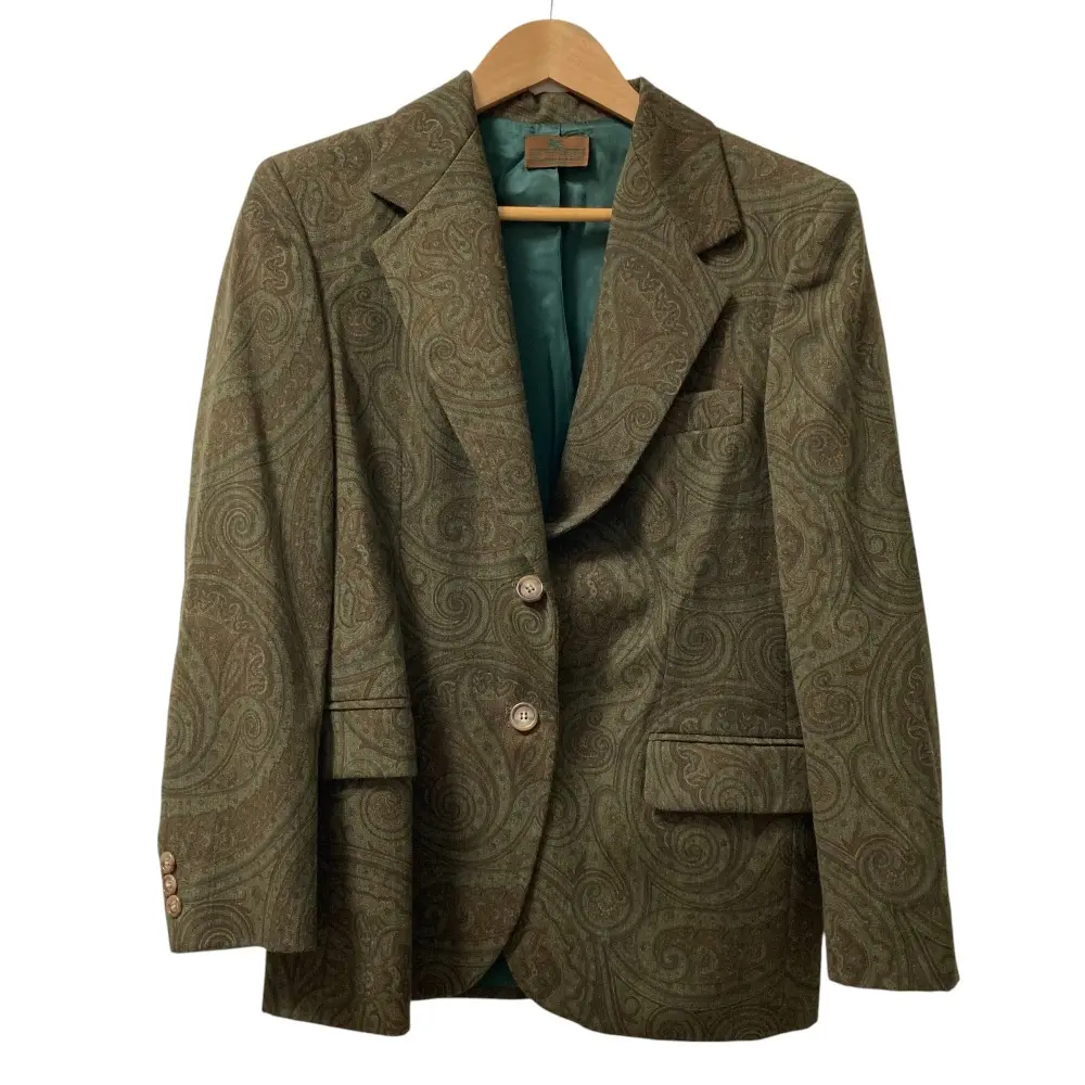 ETRO エトロ ヴィンテージ ペイズリー柄 シングル テーラードジャケット カーキ