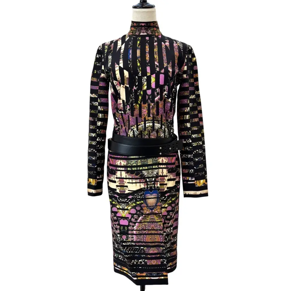 ETRO エトロ 2013-2014年 秋冬コレクション グラフィックペイズリー 幾何学模様 ドレスワンピース 40 マルチカラー