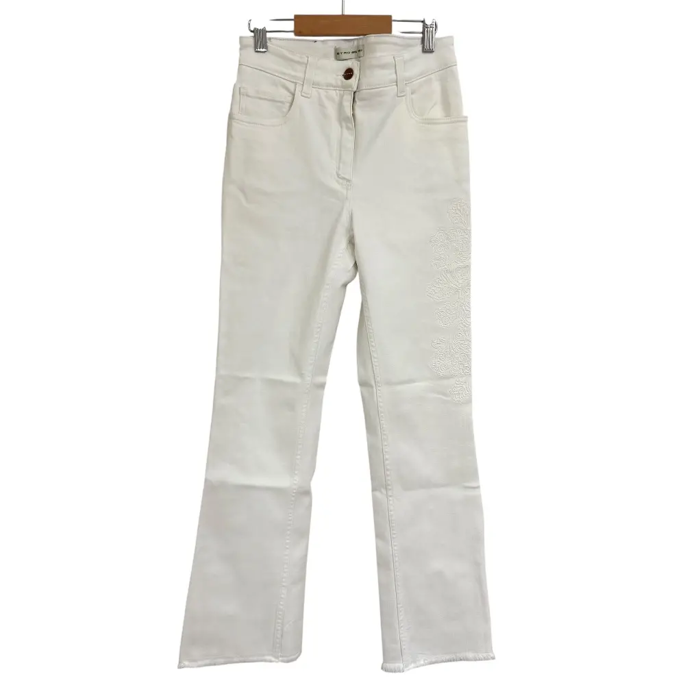 ETRO エトロ ストレッチ カットオフ デニムパンツ ジーンズ 26 ホワイト