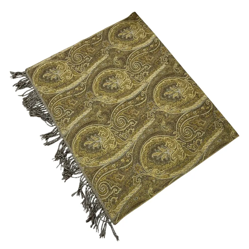 ETRO エトロ ペイズリーエンブロイダリー フリンジ マフラー ストール ベージュ